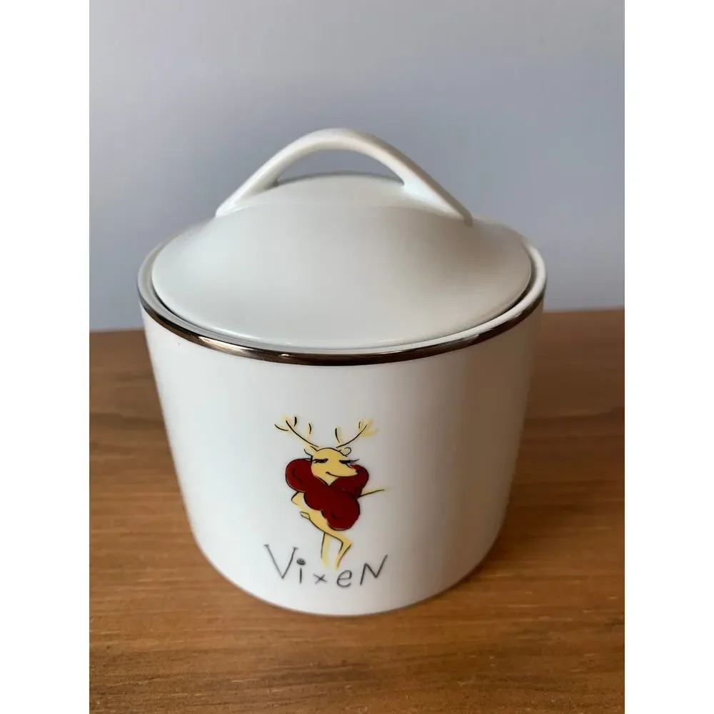 Pottery Barn Reindeer Vixen Dasher Creamer Sugar Bowl Set Christmas Porcelain
